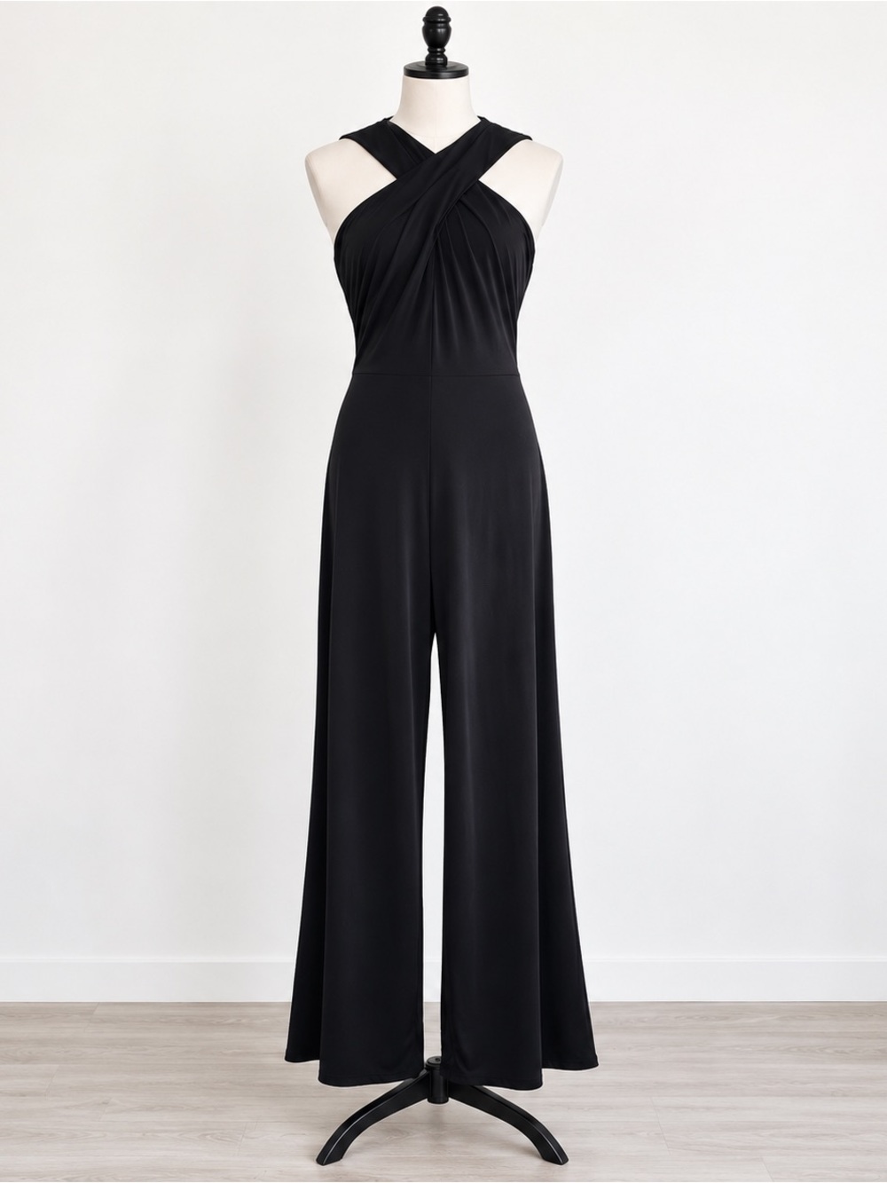 Michael Kors black criss cross sleeveless flowy wide leg classic jumpsuit 6
